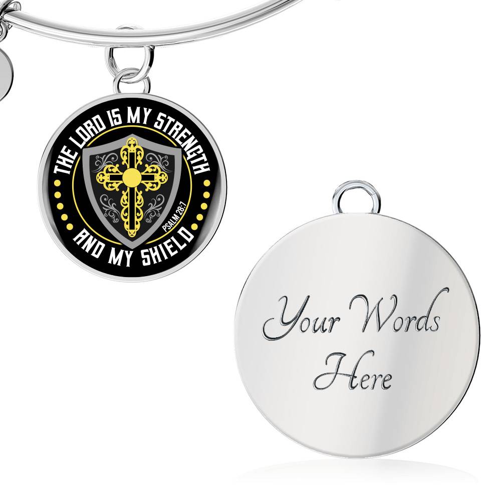 Cross the Lord Is My Strength and My Shield Christian Circle Pendant Necklace