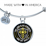 Cross the Lord Is My Strength and My Shield Christian Circle Pendant Necklace