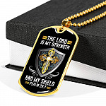Cross the Lord Is My Strength and My Shield Christian Dog Tag Pendant Necklace