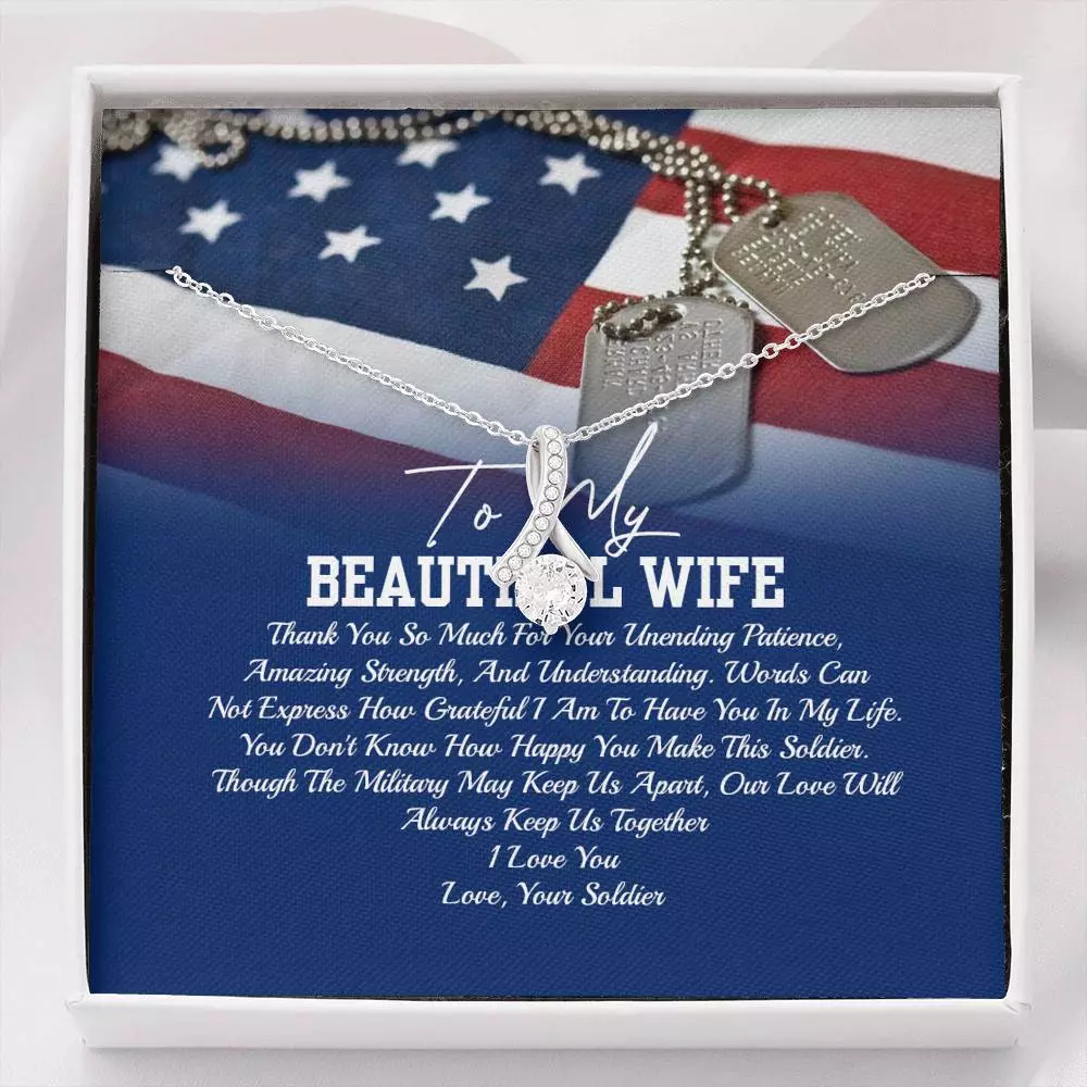 To My Beautiful Army Wife Thank You So Much For Your Unending Patience Alluring Beauty Necklace - Army Wife Gift - Alluring Beauty Necklace To My Beautiful Army Wife Thank You So Much For Your Unending Patience Alluring Beauty Necklace - Army Wife Gift - Alluring Beauty Necklace