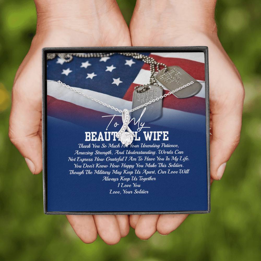 To My Beautiful Army Wife Thank You So Much For Your Unending Patience Alluring Beauty Necklace - Army Wife Gift To My Beautiful Army Wife Thank You So Much For Your Unending Patience Alluring Beauty Necklace - Army Wife Gift