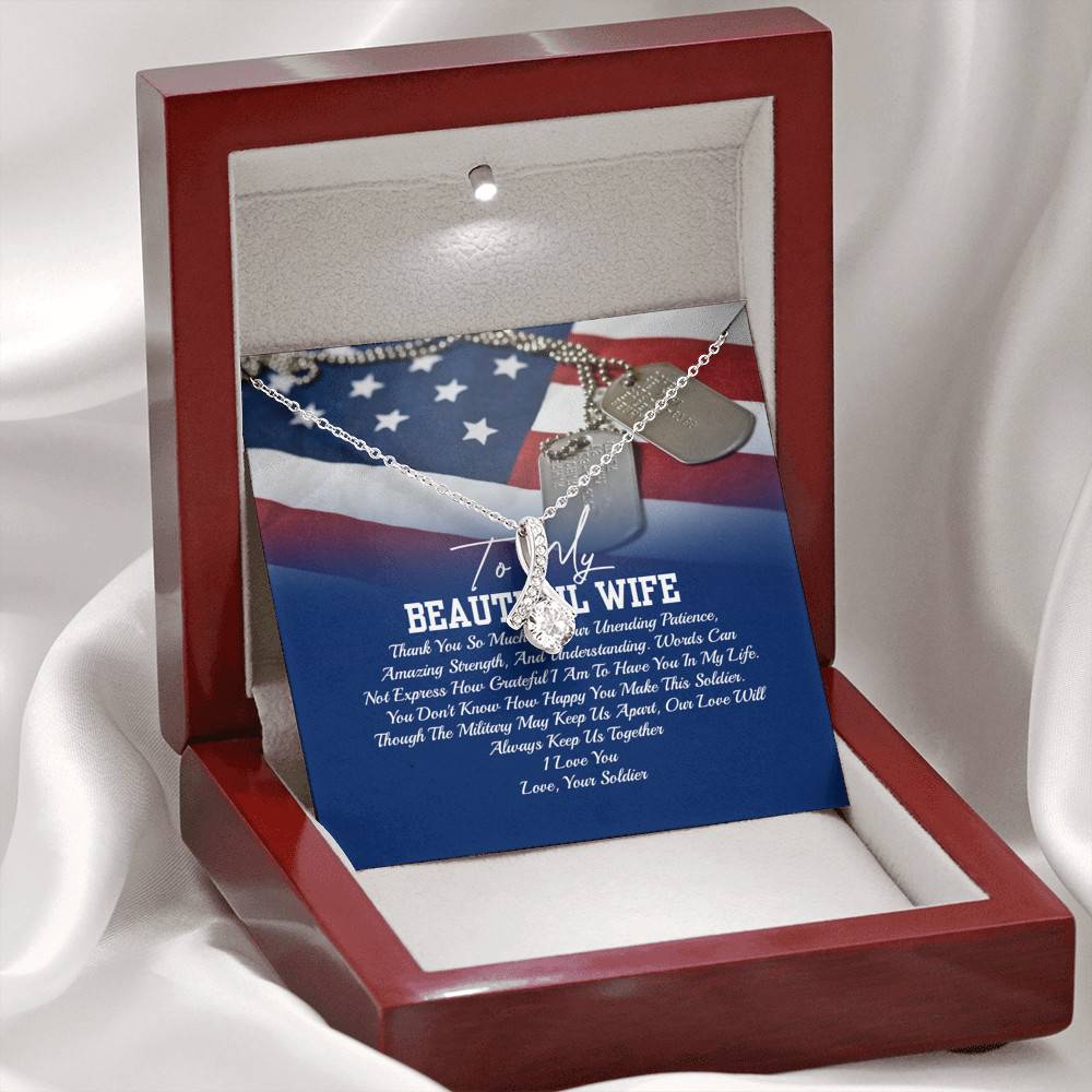 To My Beautiful Army Wife Thank You So Much For Your Unending Patience Alluring Beauty Necklace - Army Wife Gift To My Beautiful Army Wife Thank You So Much For Your Unending Patience Alluring Beauty Necklace - Army Wife Gift
