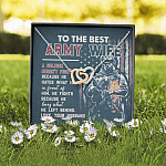 To The Best Army Wife A Soldier Fights Because He Loves What He Left Behind Interlocking Hearts Pendant Necklace