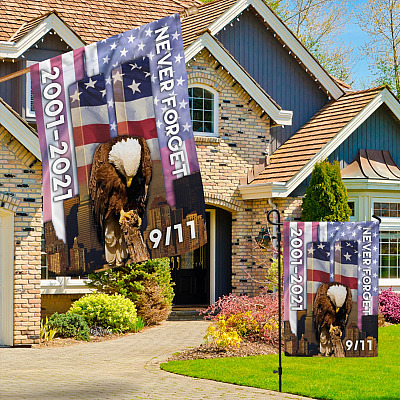 Alternative view of September 11 2001 Decorative Garden Flag - House Flag - We Will Never Forget Flag