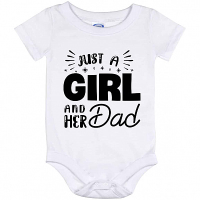 Just a Girl and Her Dad Baby Onesie, White, Baby Onesie - 12 Month