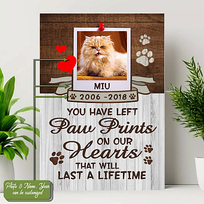 Alternative view of Personalized Photo You Have Left Paw Prints On Our Hearts Framed Canvas - Unframed Poster - Pet Memorial Home Decor