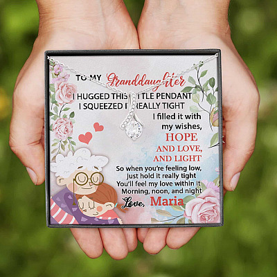 Alternative view of Personalized Name To My Granddaughter I Hugged This Little Pendant Alluring Pendant Necklace