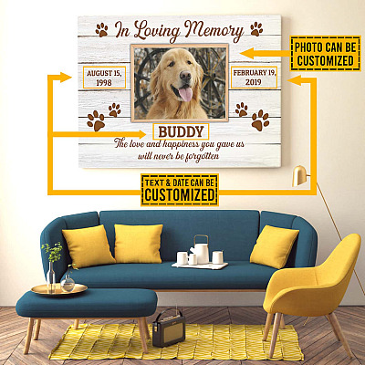Alternative view of Memorial Personalized Pet Photo The Love And Happiness You Gave Us Will Never Be Forgotten Framed Canvas Unframed Poster