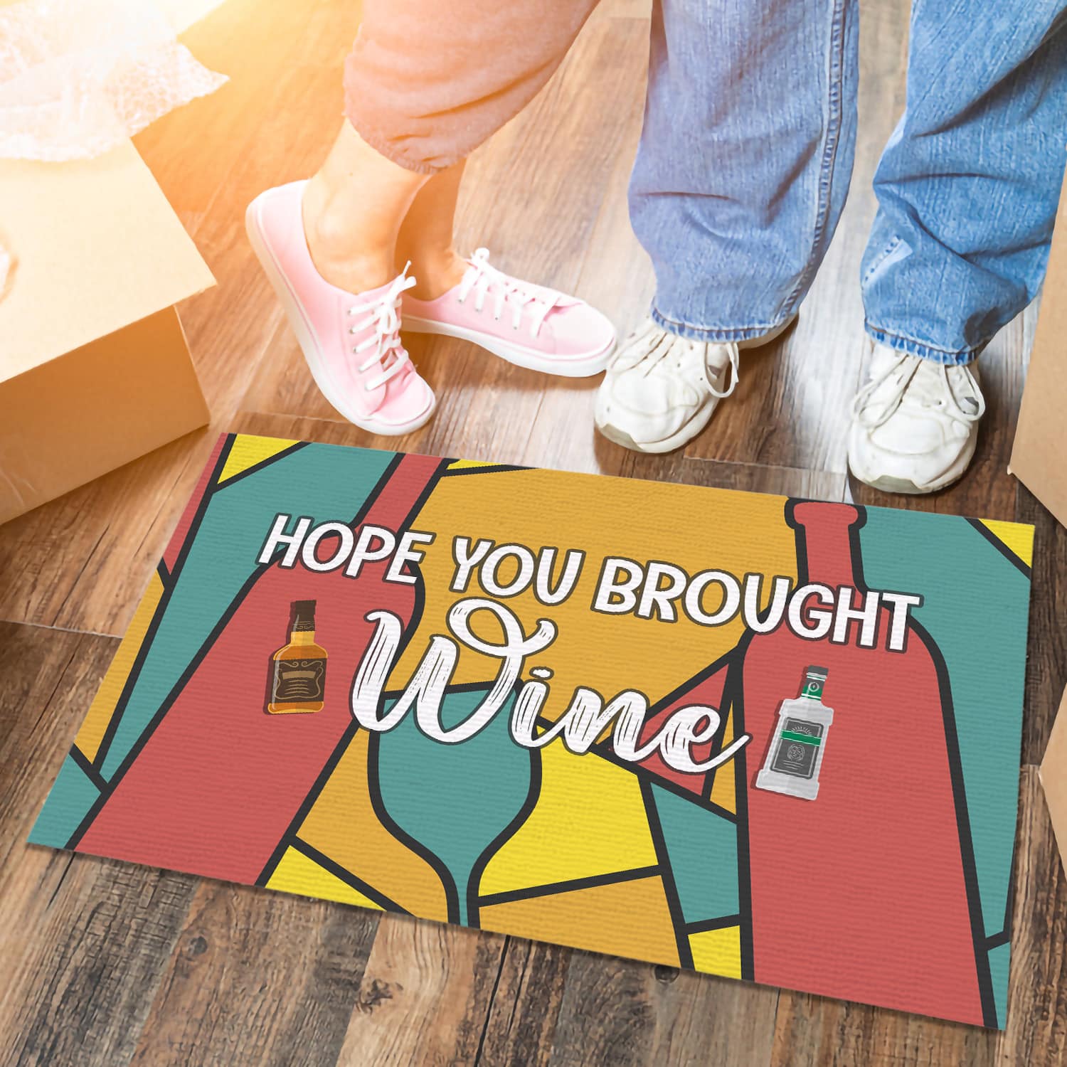 2QT. Hope You Brought Wine Doormat mockup 6
