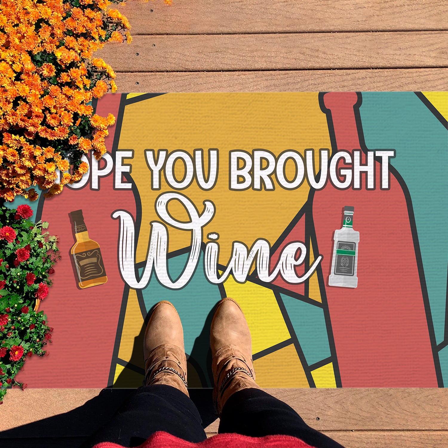 2QT. Hope You Brought Wine Doormat mockup 7