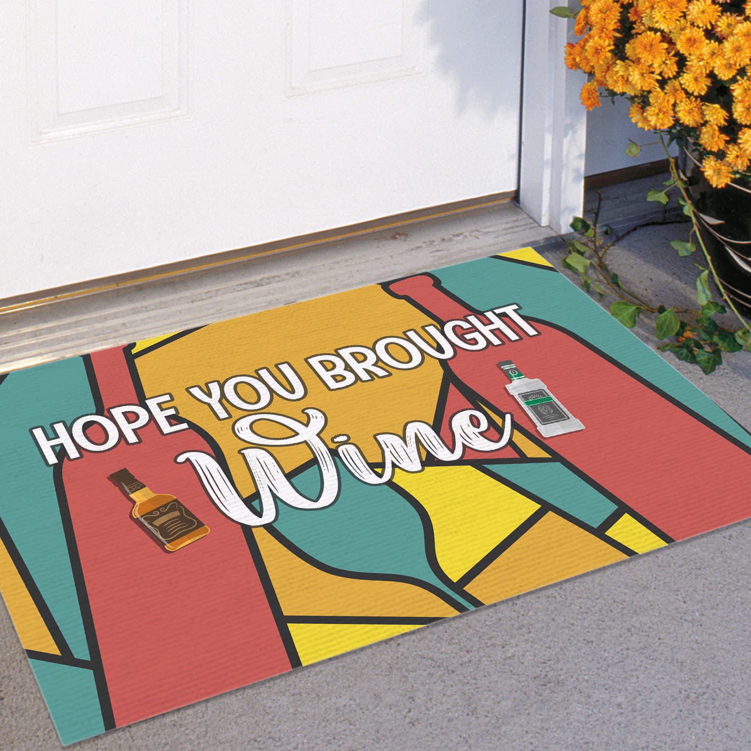 2QT. Hope You Brought Wine Doormat mockup 11
