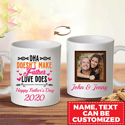 Personalized Photo DNA Doesn't Make Father Love Does Double-Sided Ceramic Coffee Mug - Beer Stein