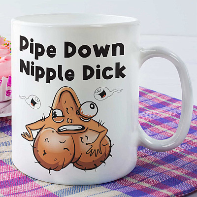 Pipe Down Nipple Dick Ceramic Coffee Mug - Beer Stein - Water Bottle - Color Changing Mug