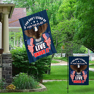 Alternative view of If You Don't Stand up For the Flag Then Don't Live Under It Decorative Garden Flag - House Flag