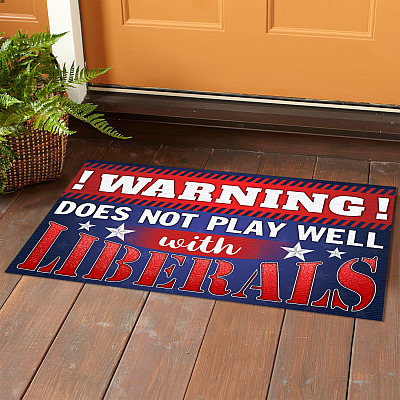 Alternative view of Warning Does Not Play Well With Liberals Doormat - Outdoor Indoor Doormat - Anti Liberals Doormat