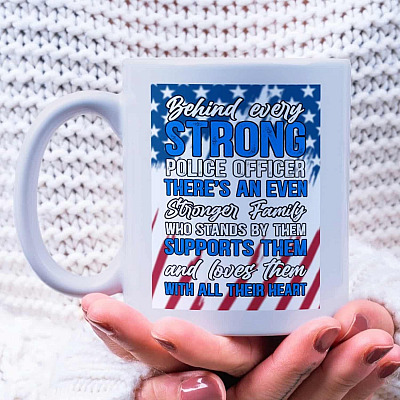 Alternative view of Behind Every Strong Police Officer Is Family Police Officer Gift Ceramic Coffee Mug - Beer Stein