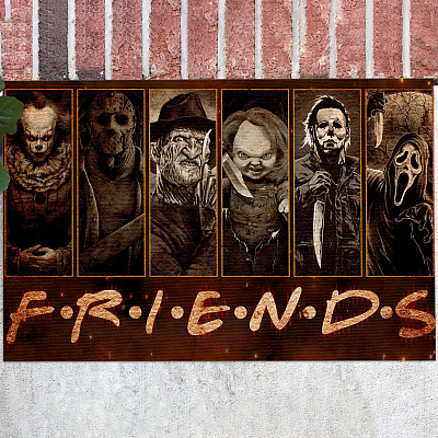 Halloween Horror Characters Friend Doormat - Outdoor Indoor Doormat