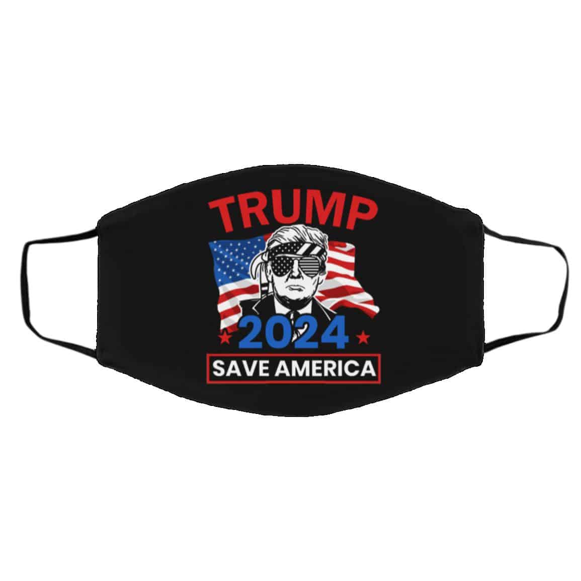 Trump 2024 Save America Again, Black, Cloth Face Cover – Medium/Large Trump 2024 Save America Again, Black, Cloth Face Cover – Medium/Large