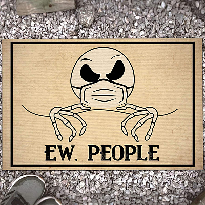 Ew People Jack Skellington Face Mask Funny Welcome Rug Entrance Indoor Outdoor Decorative Doormat