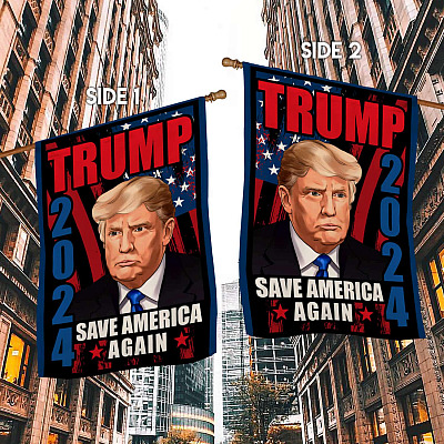 Alternative view of Trump 2024 Save America Again Garden Flag - Trump Make American Great Again House Flag - Wall Flag