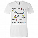 friend, White, V-Neck T-Shirt