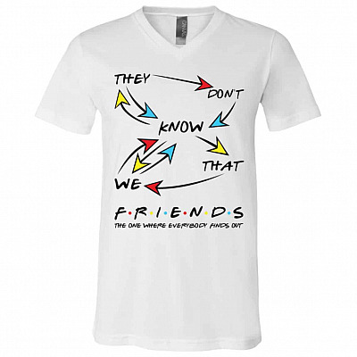 friend, White, V-Neck T-Shirt