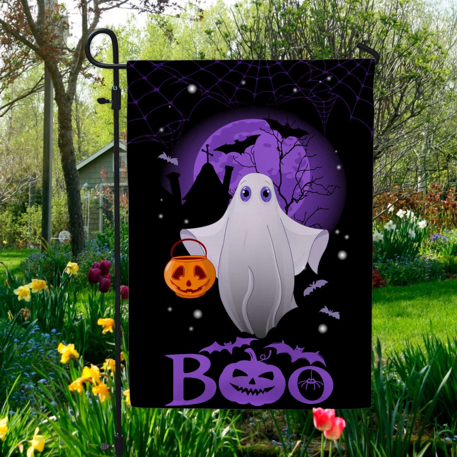 5O. Boo Ghost-30x40 Garden Flag Mockup 5