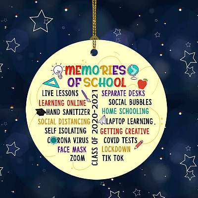 Alternative view of Memories Of School Class Of 2021 Decorative Christmas Ornament - Holiday Flat Circle Ornament - Holiday Decoration Gift