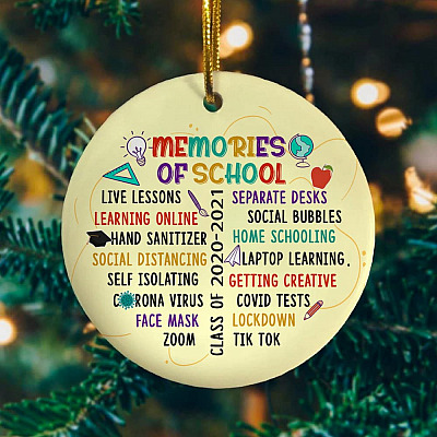 Memories Of School Class Of 2021 Decorative Christmas Ornament - Holiday Flat Circle Ornament - Holiday Decoration Gift