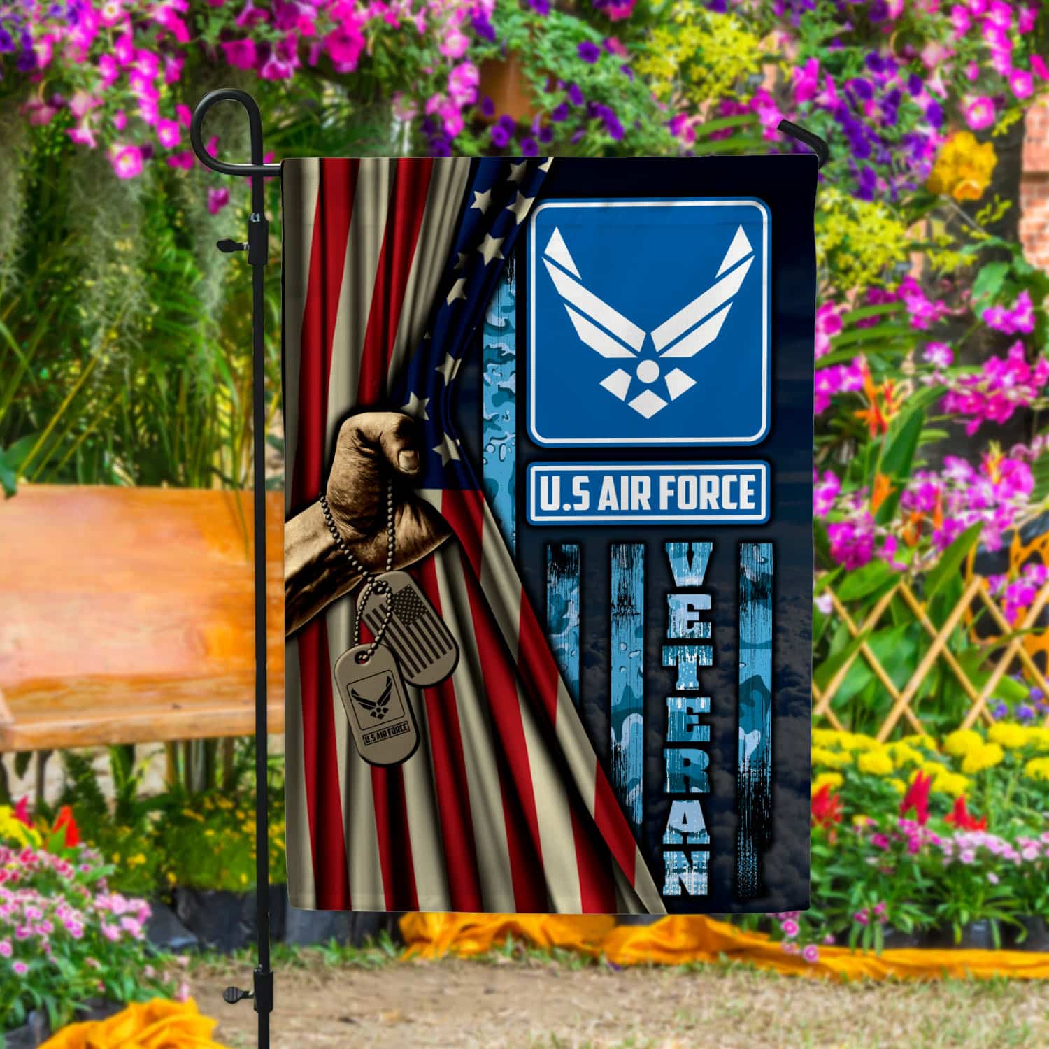 4VT. US Air Force Veteran Garden Flag Mockup 4