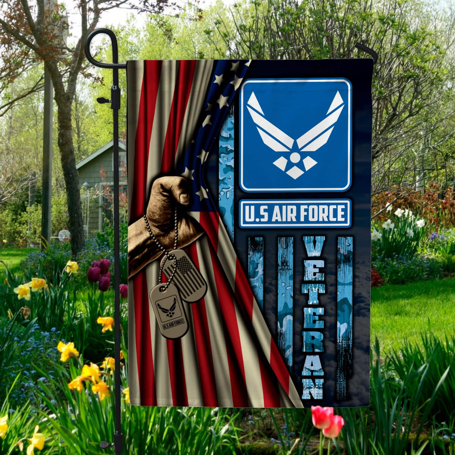 4VT. US Air Force Veteran Garden Flag Mockup 5
