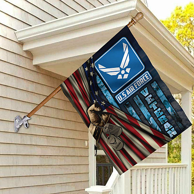 US Air Force Veteran Hand Pulling American Outdoor House Flag - US Air Force Veteran Home Garden Flag