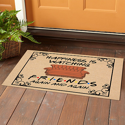 Alternative view of Friends Fan Gift Happiness Is Watching Friends Again and Again Indoor Outdoor Doormat