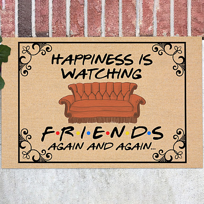 Friends Fan Gift Happiness Is Watching Friends Again and Again Indoor Outdoor Doormat