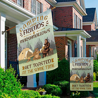 Alternative view of Funny Camping Buddies Partner Meme Sign Flag - Camping Where Friends Marshmallows Get Toasted Garden House Flag