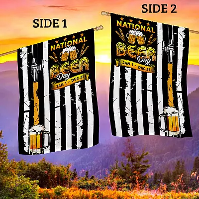 Alternative view of Funny Beer Lover Meme Sign Flag - National Beer Day Jan 1 - Dec 31 Saying Outdoor Garden Flag - Wall House Flag