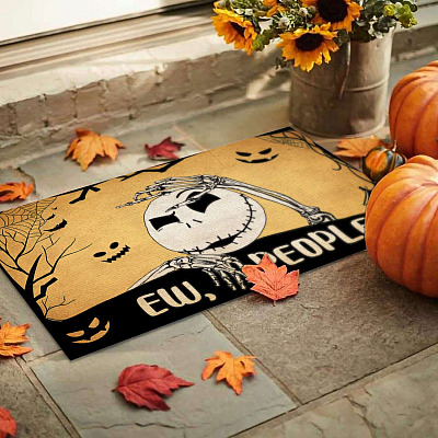 Alternative view of Ew People Funny Jack Skellington House Doormat - Jack Skellington Lover Halloween Outdoor Indoor Doormat