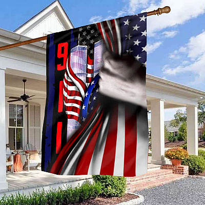 911 Never Forget In Memory of 9-11 Firefighter Police EMT American Liberty Statue Garden Flag - Wall House Flag