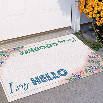 Alternative view of I Say Hello You Say Goodbye Indoor Outdoor Doormat - Funny Welcome Mat