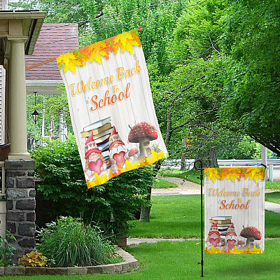 Alternative view of Welcome Back To School Gnome Fall Garden Flag - House Flag - Back To School Flag