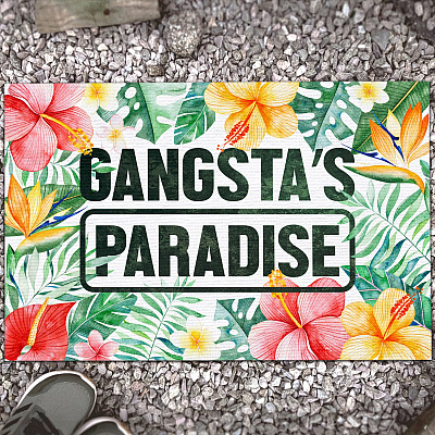 Gangsta's Paradise Floral Doormat - Funny Indoor Outdoor Doormat