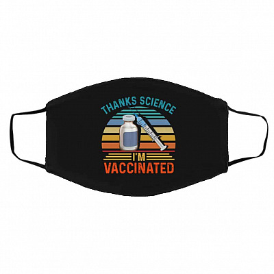 Thanks Science I'm Vaccinated, White, Cloth Face Cover – Medium/Large