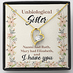 Unbiological Sister Naomi Had Ruth Mary Had Elizabeth And I Have You Bestie BFF Forever Love Heart Necklace - Forever Love Necklace (18K Yellow Gold)