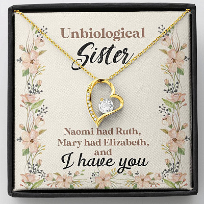 Unbiological Sister Naomi Had Ruth Mary Had Elizabeth And I Have You Bestie BFF Forever Love Heart Necklace - Forever Love Necklace (18K Yellow Gold)