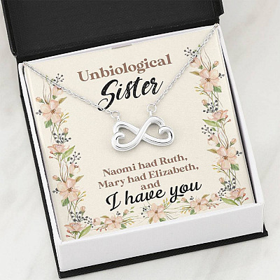 Unbiological Sister Naomi Had Ruth Mary Had Elizabeth And I Have You Bestie BFF Infinity Heart Pendant Necklace