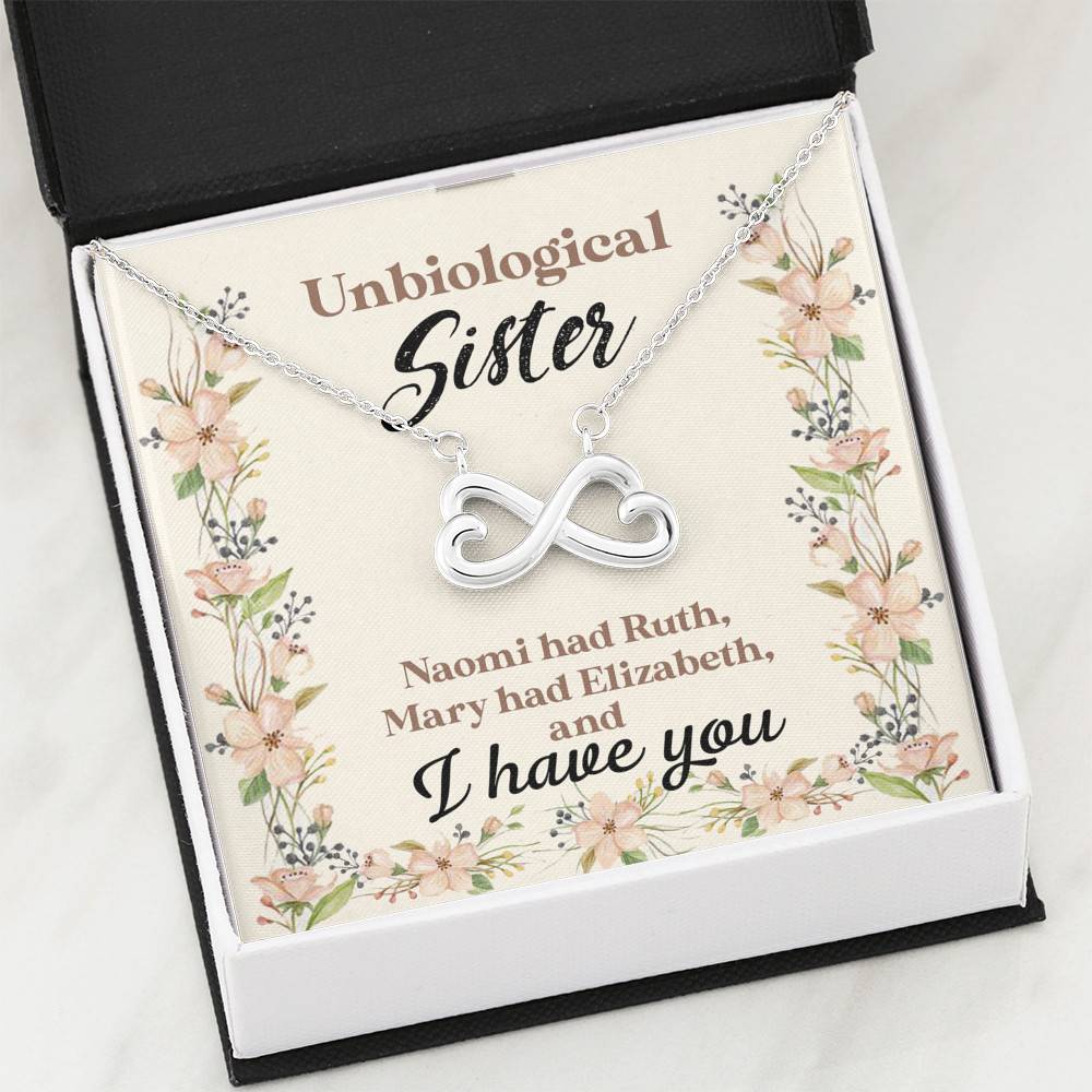 Unbiological Sister Naomi Had Ruth Mary Had Elizabeth And I Have You Bestie BFF Infinity Heart Pendant Necklace