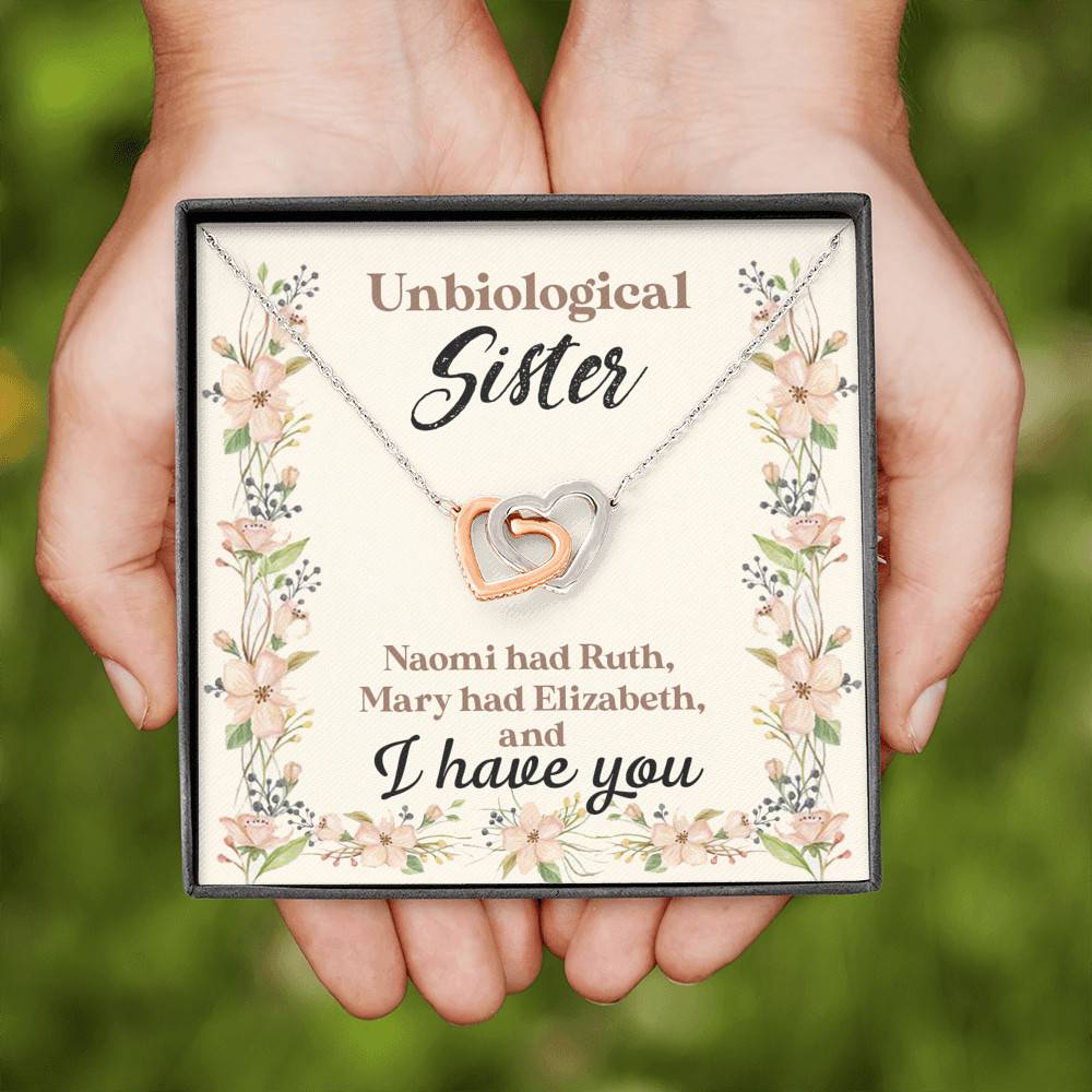 Unbiological Sister Naomi Had Ruth Mary Had Elizabeth And I Have You Bestie BFF Interlocking Hearts Necklace