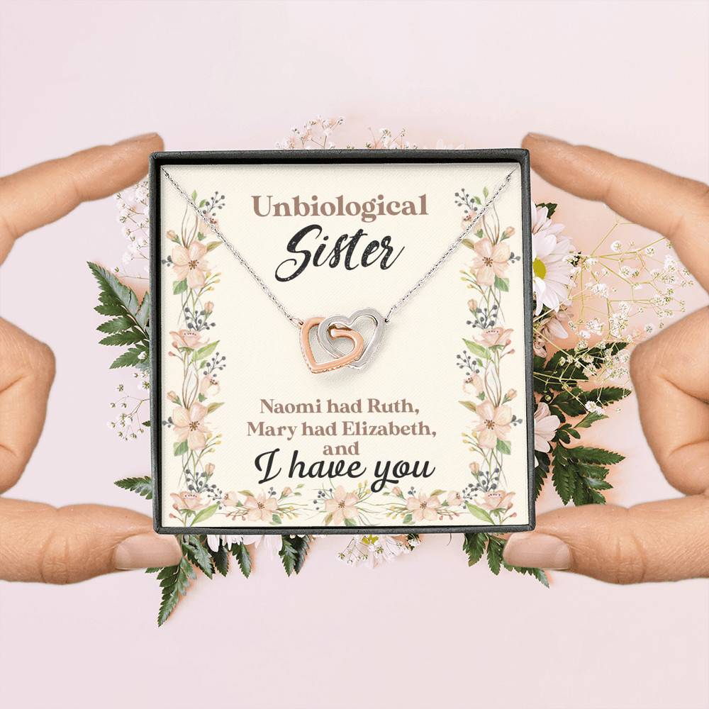 Unbiological Sister Naomi Had Ruth Mary Had Elizabeth And I Have You Bestie BFF Interlocking Hearts Necklace