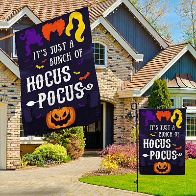 Alternative view of It's Just a Bunch of Hocus Pocus Funny Halloween Decorations Outdoor Indoor Decorative Garden Flag - House Flag