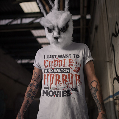 Alternative view of I Just Want To Cuddle And Watch Horror Movies Funny Halloween T-Shirt - Horror Movies Lover Shirt